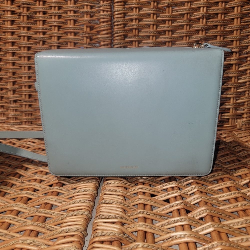 MUTEMUSE bag + Basic Wide Strap- Mint grey Korea Genuine Leather